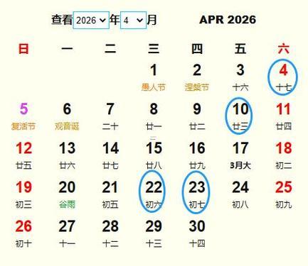2026年4月掃房吉日表