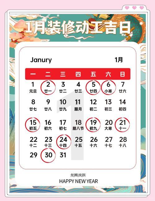 2026年1月裝修開工吉日查詢